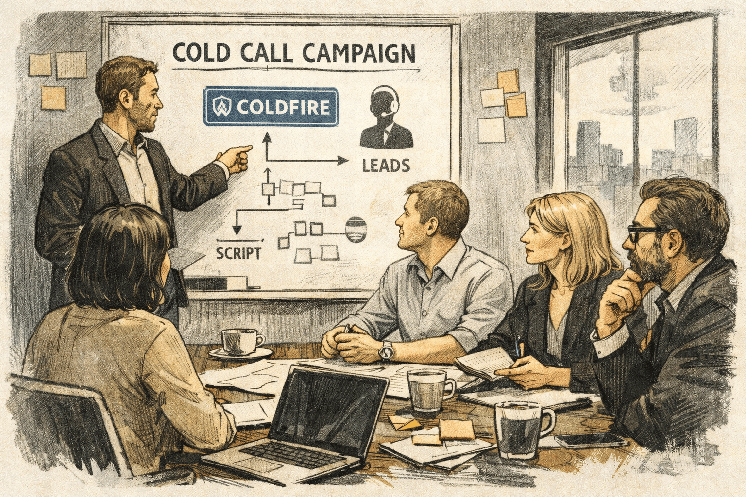 Kickoff: Besprechung der Cold-Call-Kampagne, Ziele und Zielgruppe